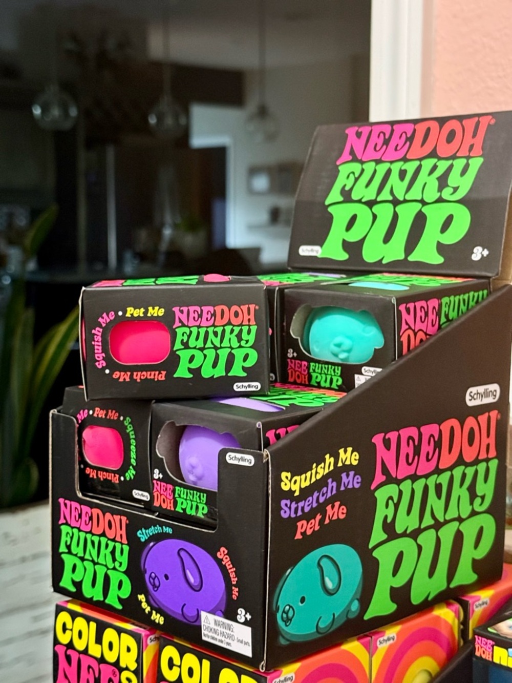 Needoh Funky Pup Squishy Toy - Neon Pink